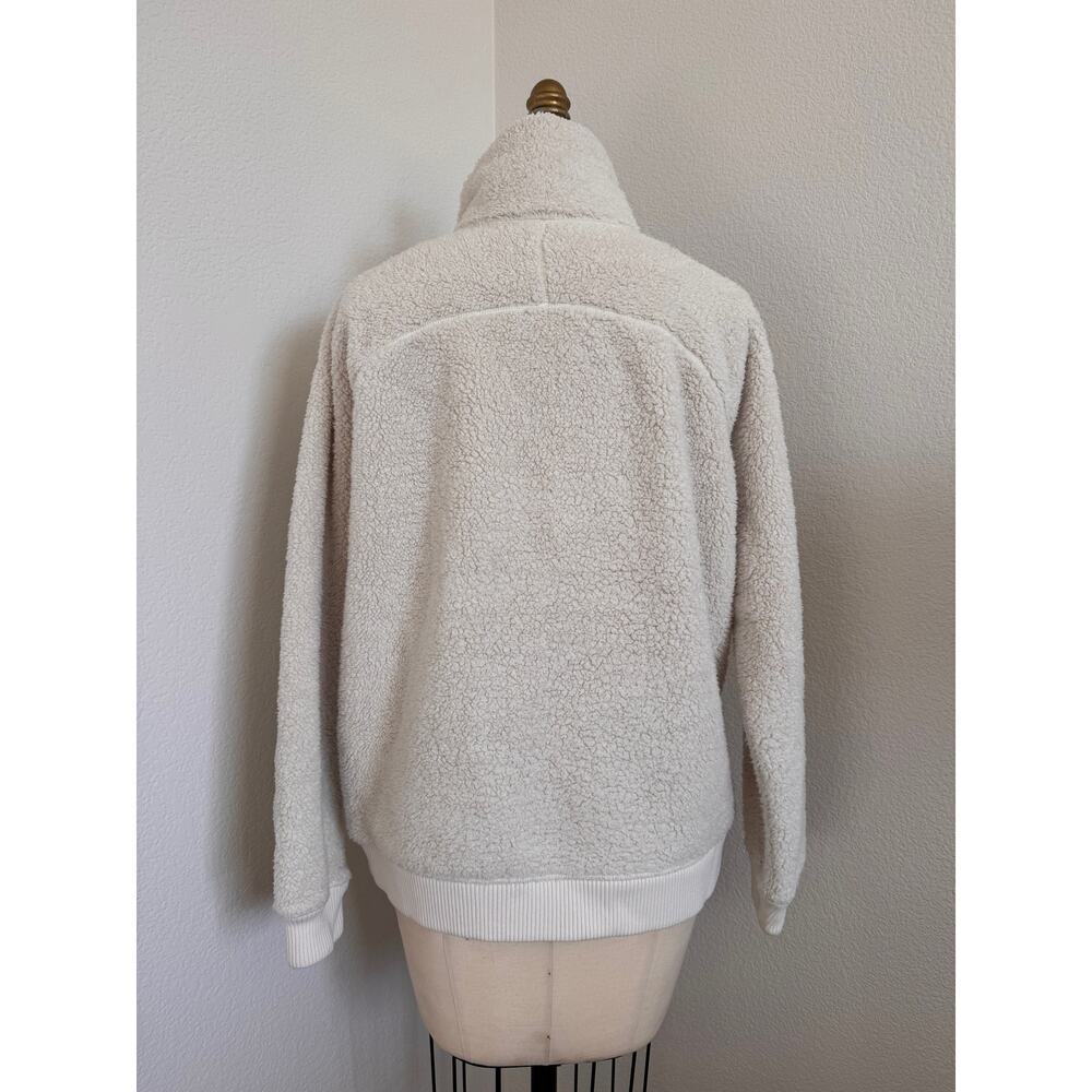 Athleta Tugga Sherpa Fleece Jacket Ivory Full Zip Long Sleeve Size M - Picture 3 of 12